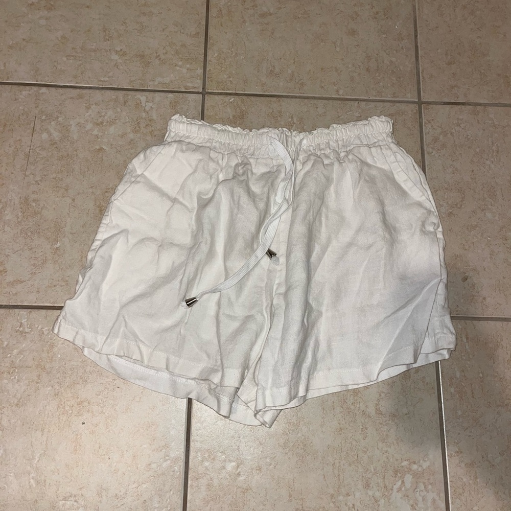 Princess Polly White Linen Blend Drawstring Shorts – Casual Summer Shorts